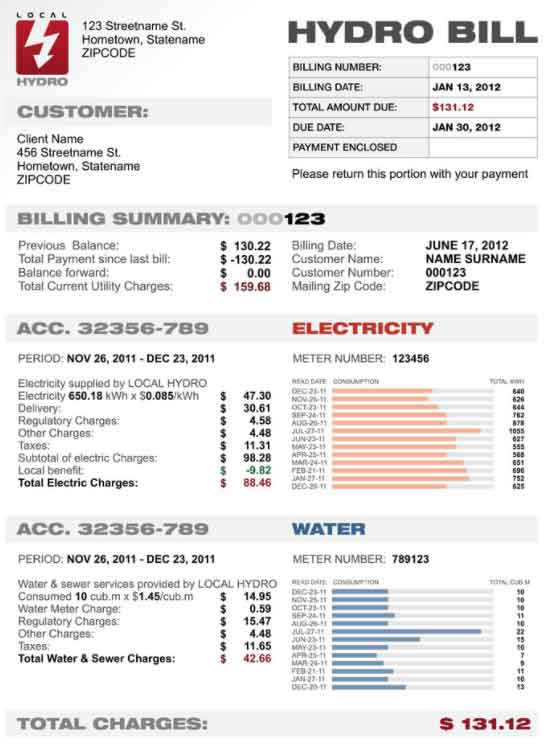 Generic Utility Bill