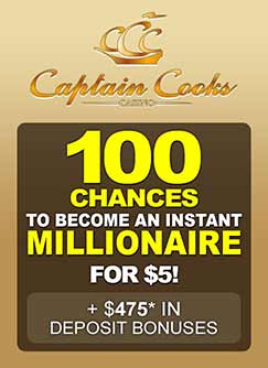 Captain Cooks Casino 🎖️ 100 Free Spins for $5